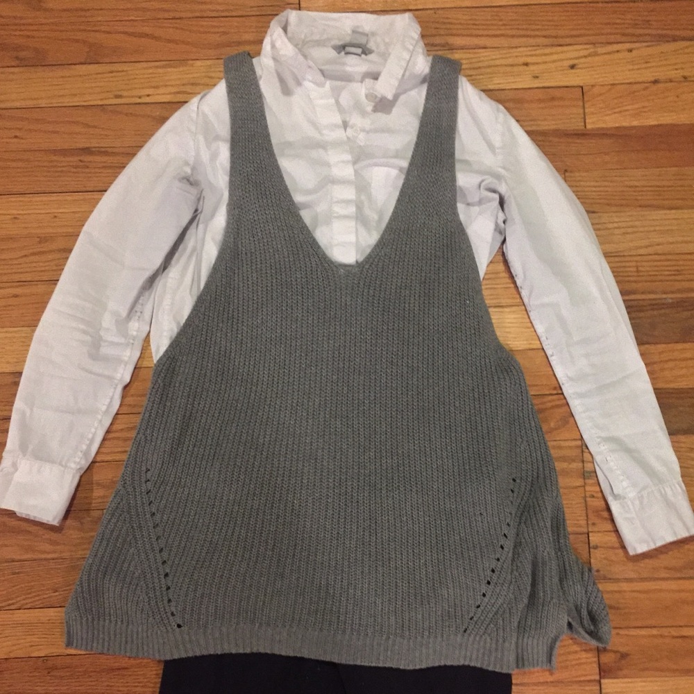 Gray Crochet Sweater Vest